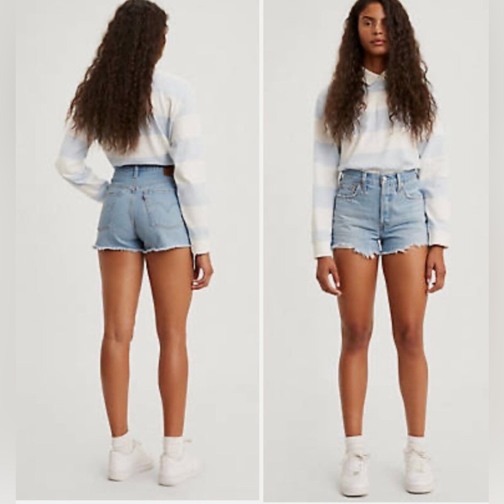 Levi’s 501 Original Cutoff Denim High-Rise Short Ojai Slide Light Blue Sz 28
